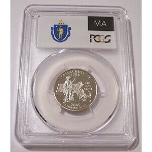 2000 S Clad Massachusetts State Quarter Proof PR70 DCAM PCGS Flag Label